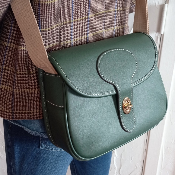 Dooney & Bourke Saddle Bag 20 Italian Leather In Sage - Picture 4 of 16